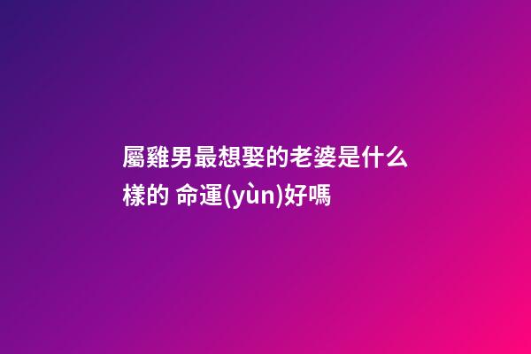 屬雞男最想娶的老婆是什么樣的 命運(yùn)好嗎
